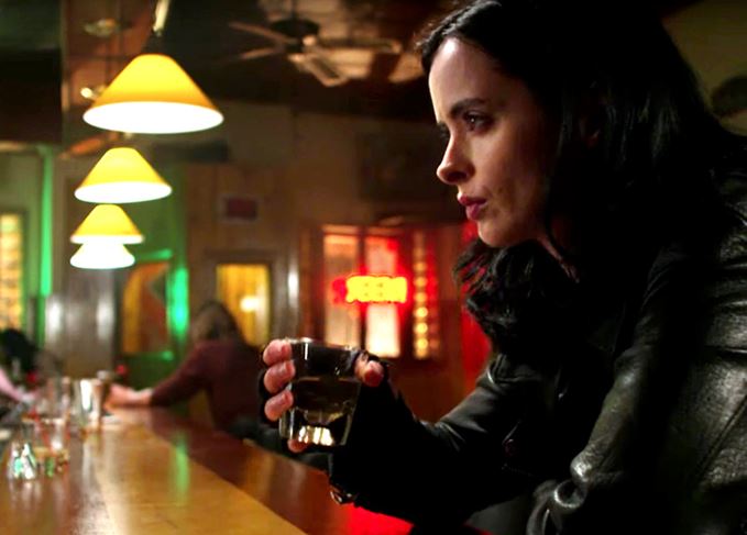 Jessica Jones drinking whisky