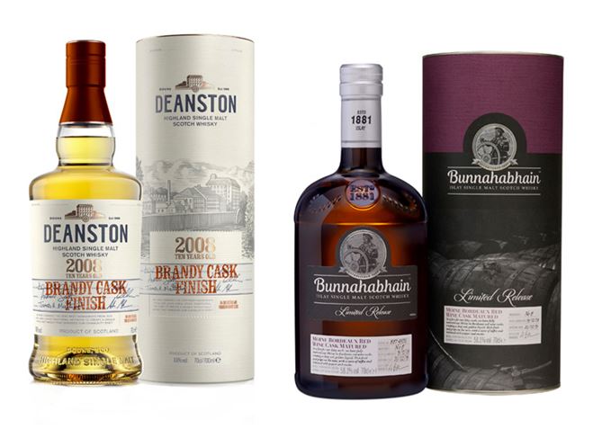 Bunnahabhain 2008 Mòine Bordeaux Red Wine Cask Matured and Deanston 2008 Brandy Cask Finish 