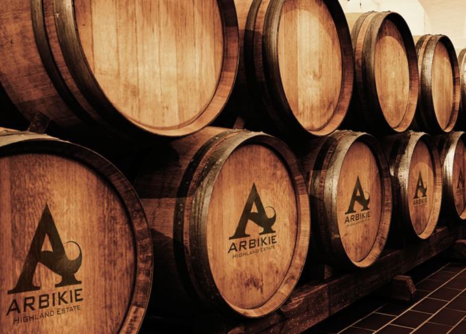 Casks at the Arbikie distillery