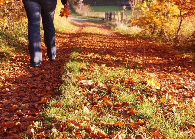 Autumn walk with a hipflask