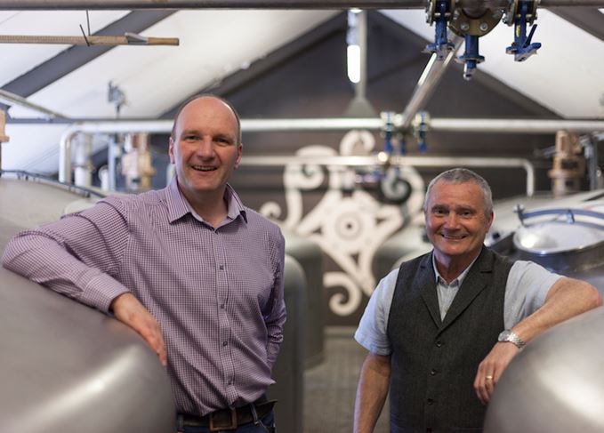 Graham Logan and Willie Cochrane at Jura distillery