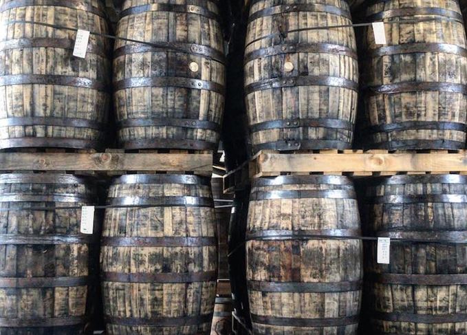 Casks on palettes