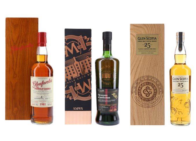 Glenfarclas 1981 Family Casks Special Release, 1989 Bowmore by SMWS and a 25-year-old Glen Scotia