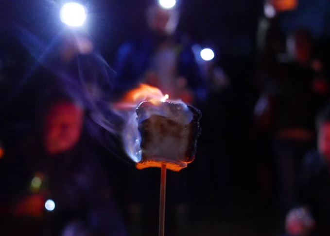 Toasting whisky infused marshmallows