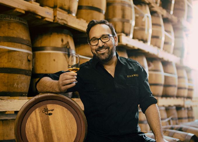 David Vitale with dram of Starward Australian whisky