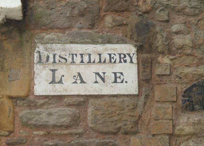 Distillery Lane sign in Kelso