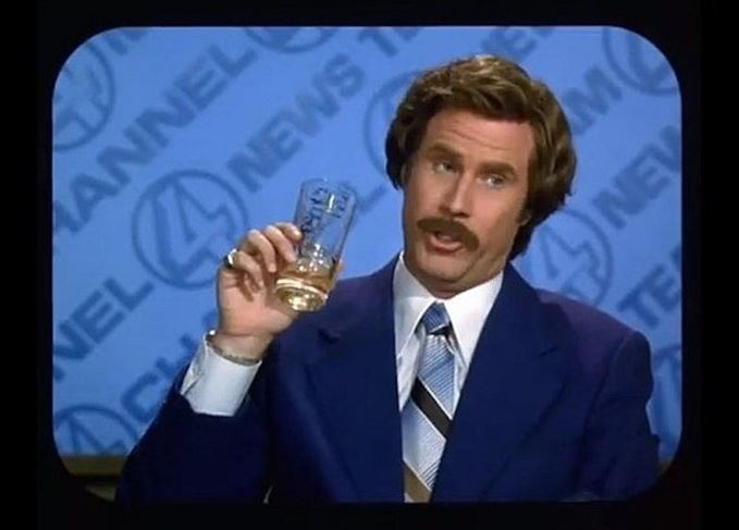 Ron Burgundy, Anchorman with a glass of Scotch