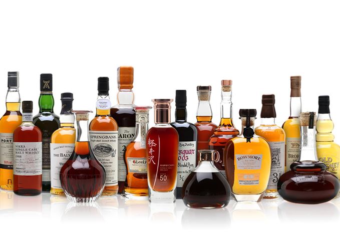 whisky.auction's charity auction selection of bottles, including Karuizawa, Port Ellen, Brora, Bowmore and more