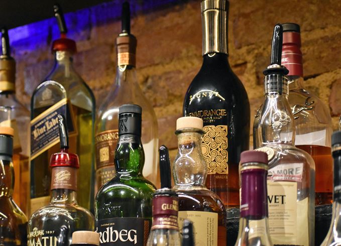 Bottles of whisky on a shelf