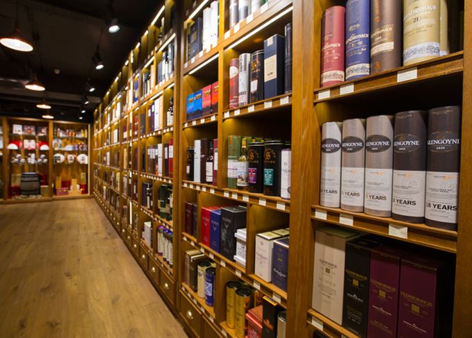 Whisky shop shelves