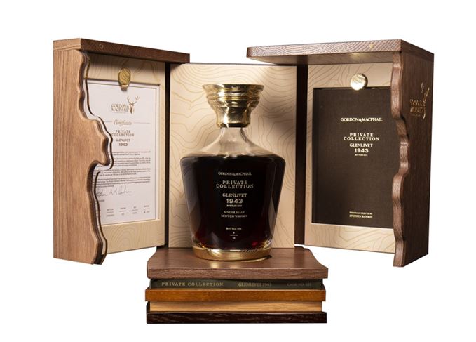 Glenlivet 70-year-old Private Collection 1943 with certificate in display case