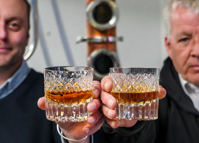 Isle of Wight whisky distillers toast