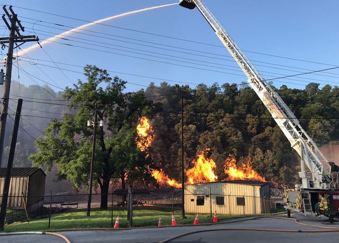 Fire at a Jim Beam Bourbon warehouse