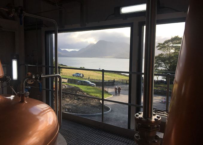 Raasay distillery's view of Skye