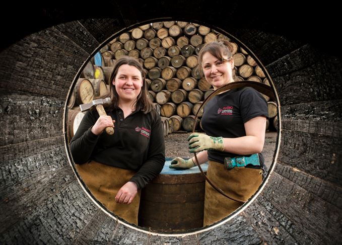 Angela Cochrane and Kirsty Olychick, first female coopers in the UK