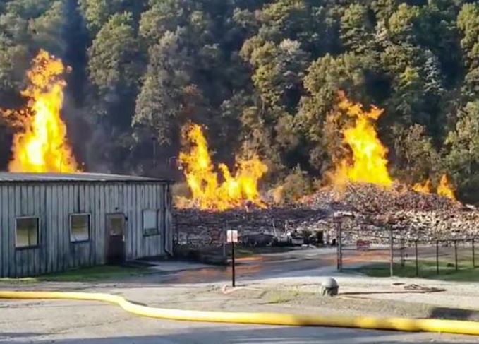 Jim Beam warehouse burning down