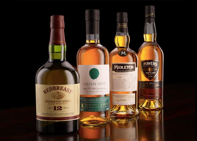 Irish single pot still whiskeys Redbreast, Green Spot, Midleton and Powers