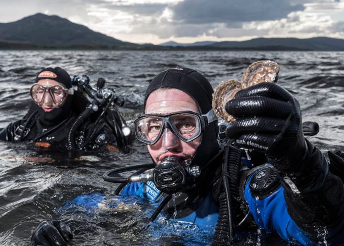 Dr Bill Sanderson (right) and George Stoyle (left) in the Dornoch Firth as part of the Glenmorangie DEEP Project